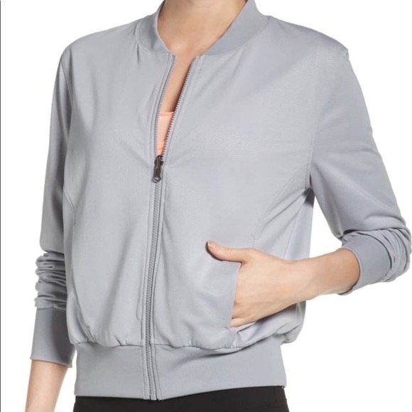 Zella Street to Studio 2 in 1 Reversible Floral or Gray Bomber Jacket - Small - Picture 4 of 7